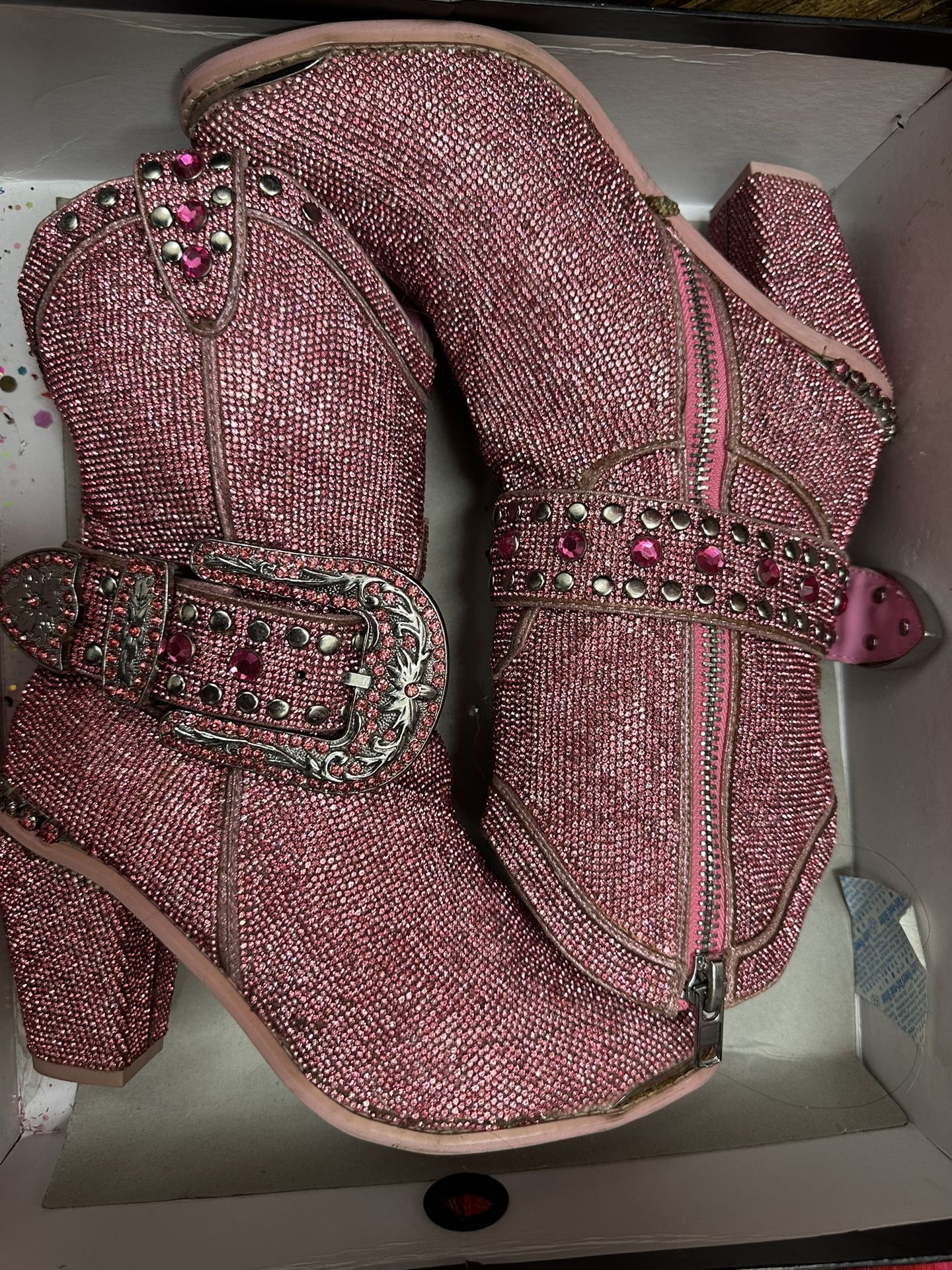 Pink Bling Club Exx Size 9 W Omans Cowboy Boots 