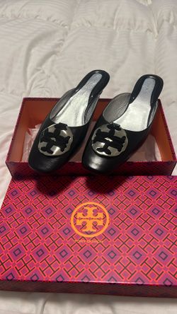 Tory Burch Black & Silver Mules