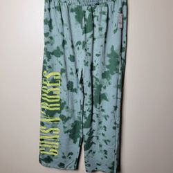 Guns N Roses Womens Green Tie Dye Graphic Jogger Pants