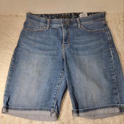Levi Strauss 512 Bermuda Blue Denim Shorts Levis Size 12 Spandex Waist Light Wash