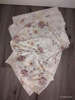 Floral shower curtain with hooks