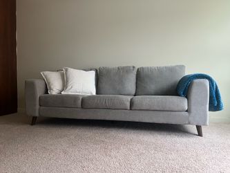 Living Spaces Mid-Century Modern Gray Sofa Couch – Excellent Condition