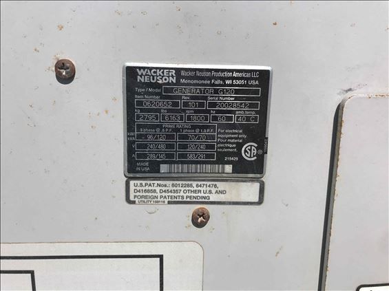 2011 Wacker G120 Generator