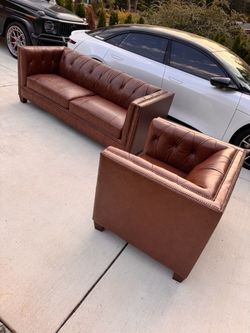 Genuine Leather Sofa & Chair Set – Brand New Condition couch sectional