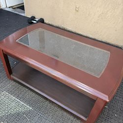 Glass Top Wood Table 