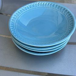4 pretty turquoise plates