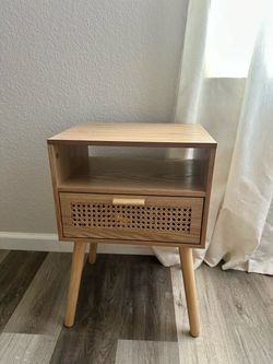 Rattan Nightstand with Drawer