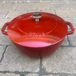 Staub Cast Iron Dutch Oven with Lid- Burnt Orange- 24 cm