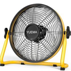 Battery Operated Floor Fan - Rechargeable Powered Fan Cordless High Velocity Metal Blade Portable Fan for Camping Travel Patio Tent Indoor Outdoor 12 
