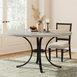 Tribesigns Round Dining Table for 4-6 People, Farmhouse Kitchen Dining Room Table