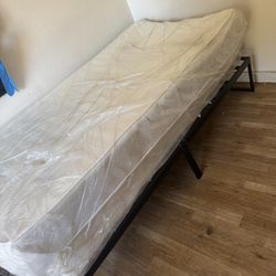 Bed And Box Spring Still Has Plastic On It Also Comes With Metal Frame I Paid 300 For All 