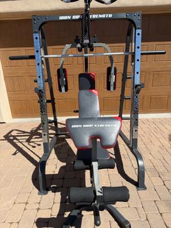 Iron Grip Strength Home Gym Power Rack with Bench