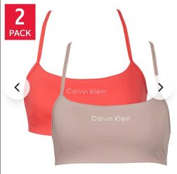 Calvin Klein Performance 2 Pack Sports Bra Microfiber Stretch NEW