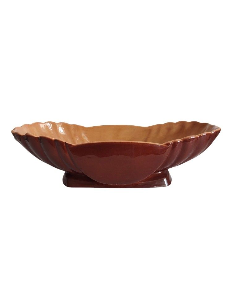 Vintage Roseville Pottery Mayfair Tan And Brown Console Bowl
