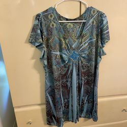 Apt. 9 size 2X Light blue and green blouse