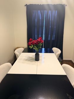 Black and White Dining Table with 4 Chairs