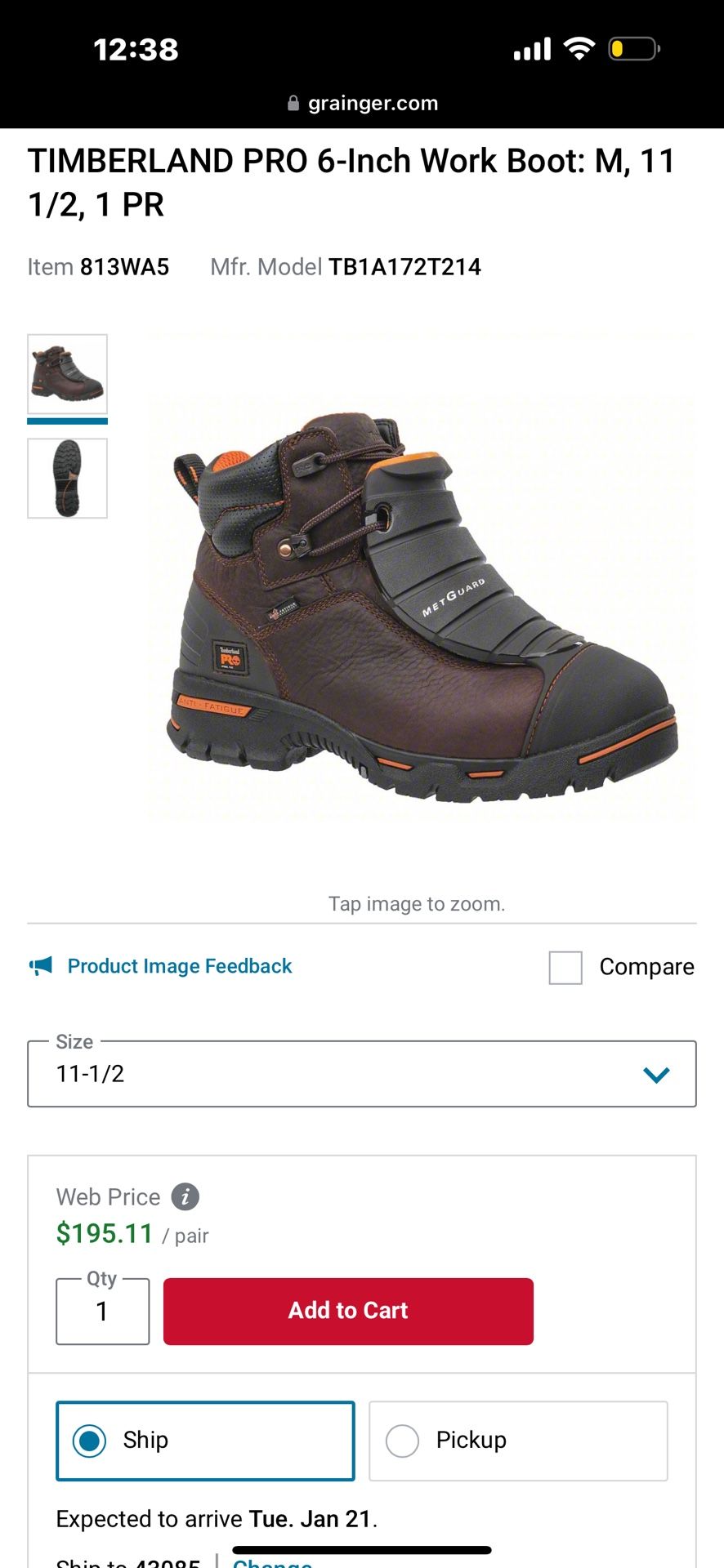 Timberland Pro 6inch Work Boot Steel Toe