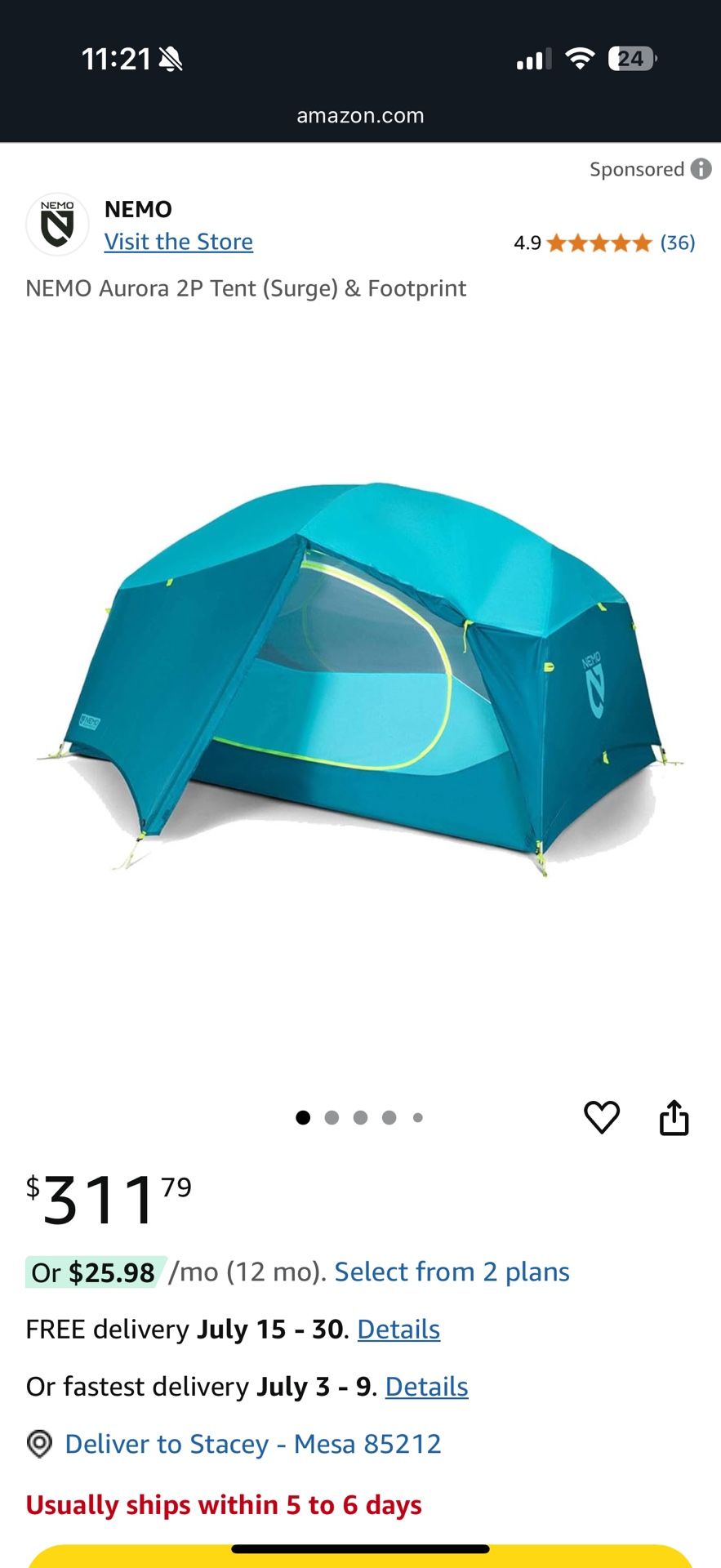 Nemo aurora 2p Tent