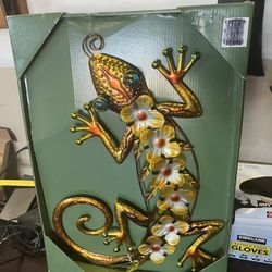 New Metal And Glass Wall Gecko Wall Decor 