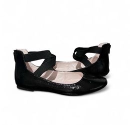 Black Patent Ballet Flats with Elastic Straps