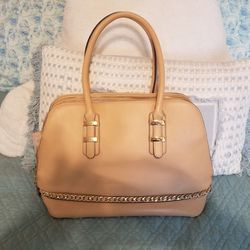 Beige Purse With Gold Trim Used Once