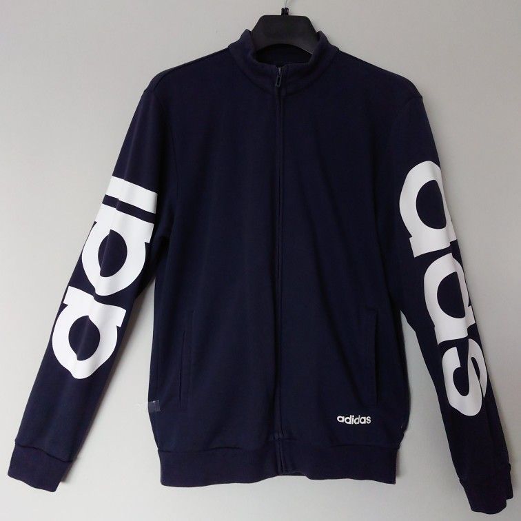 adidas Athletics Essentials 3 Stripes Tricot Track Jacket Legend Ink/White Size M - RARE