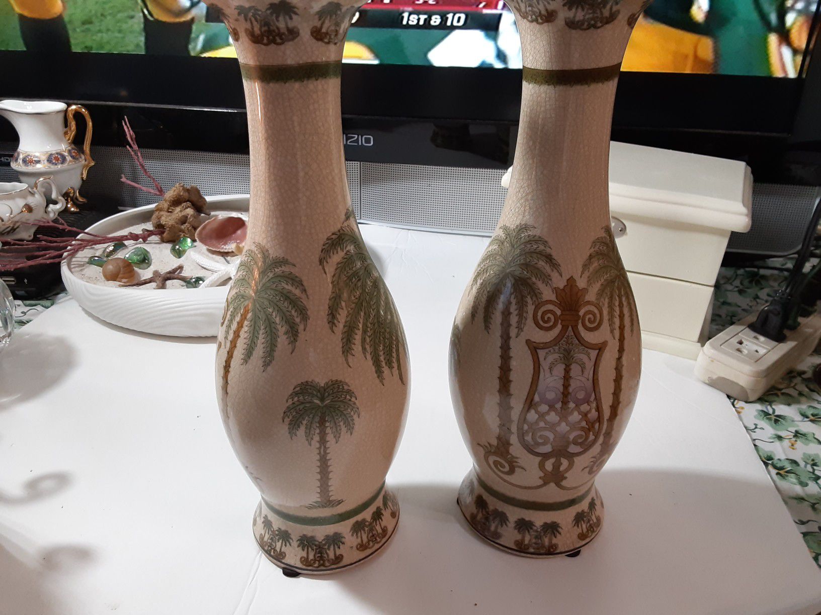 A PAIR of Nice Looking CLEAN Vases 10 INCHES Tall
