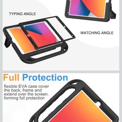 BMOUO Kids Case for iPad 9th/8th/7th Generation (2021/2020/2019), with Built-in Screen Protector, Shockproof Handle Stand Kids iPad 10.2 Case, Black 