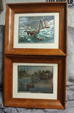 Vintage color foil etch-prints by the famous American actor and artist Lionel Barrymore