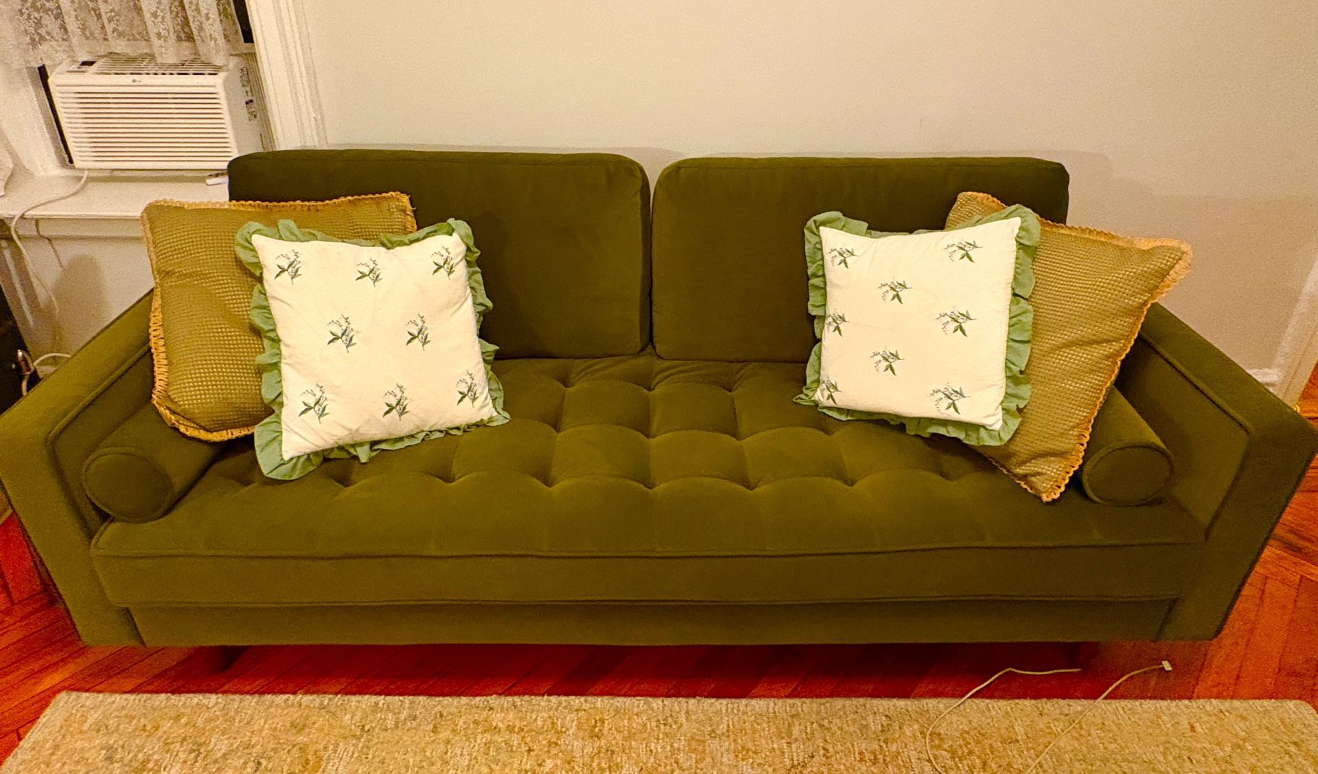 Almost New, Classic, Velvet Upholstered Sofa