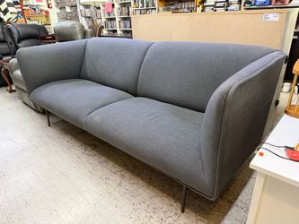 VINTAGE BLU DOT BLUE DANDY SOFA COUCH METAL PIN LEGS MID CENTURY MODERN STYLE