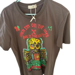 NWT    Yeezy Men's XL Gray Graphic Print Hip Hop T-Shirt Short Sleeve NWT