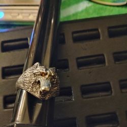 Vtg Sterling Silver Wolf Animal Head Men's Biker Ring Size 14.5 25.5 Grams Solid Sterling Silver