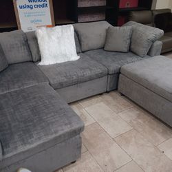 *Black Friday Now!!!*---Flexible Lima Fabric Sectional Sofa W/Ottoman---Only $899!!!---Delivery And Financing👌