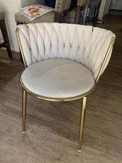White/Cream and Gold Modern Chairs 
