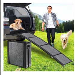 62inch Foldable Dog Ramp for Large Dogs - 130lbs Capacity, Anti-Slip Felt Surface, Pet Ramp with Dog Lift