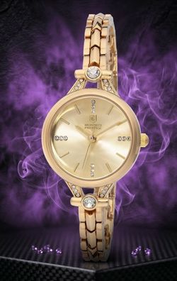 Montres Prestige Unique 10k Gold Plated Diamond indices Luxury Collection Watch!