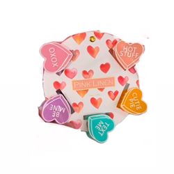 NWT ⚜️💖⚜️ Pink Linen Message Heart Hair Clips Valentine’s Day set of 5