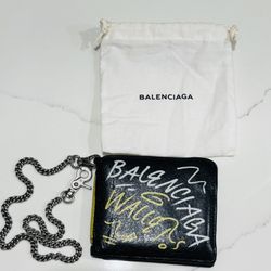 BALENCIAGA EXPLORER SQUARE COIN WALLET - 75007 PARIS GRAFFITI IN BLACK