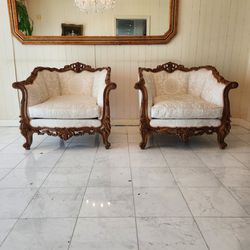 Carved Wood Armchairs 