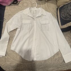 White Ladies Blouse Size M