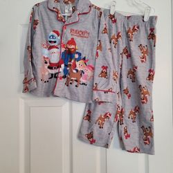 Rudolph The Red Nosed Reindeer 2-Piece Button-Up Winter Pajamas