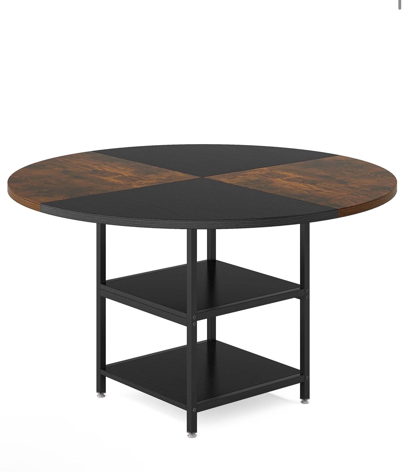 Round Dining Table, 47" Kitchen Dinner Table with Storage Shelf New In Box! No Chairs 