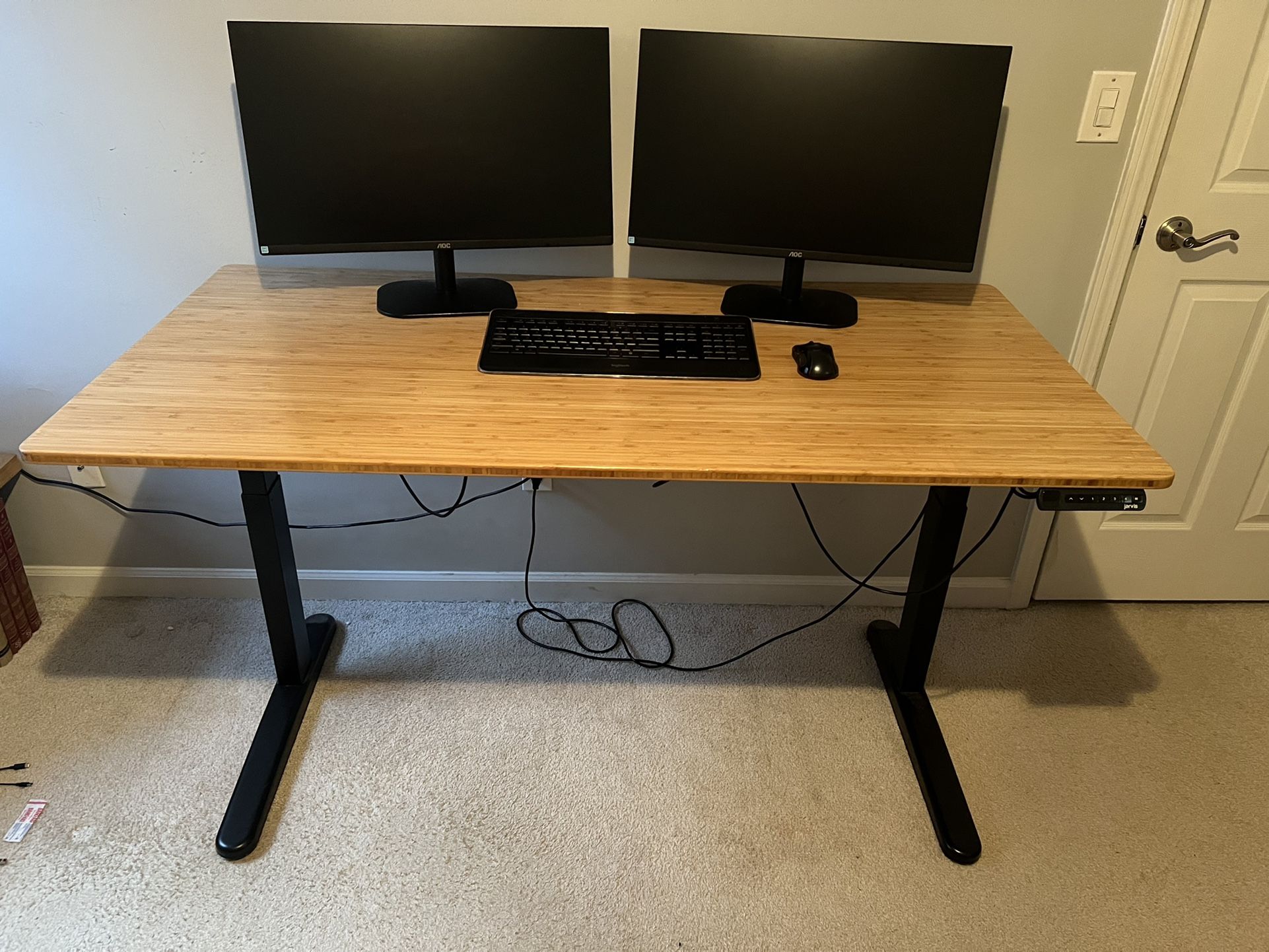 Jarvis Bamboo Electronic Standing Desk & Anti-Fatigue Mat