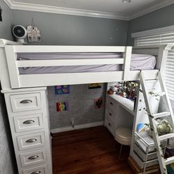 Study Loft Bed with Stairs Twin Size 
