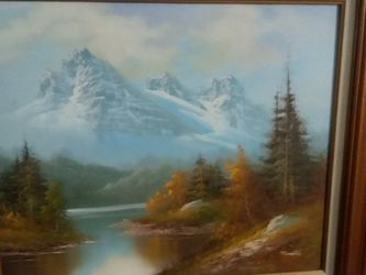 High Mountain Landscape Oil On Canvas