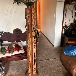 Amazing RARE Vintage Carved Wood Lamp