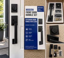 Modern Front Door Handle Set Matte Black