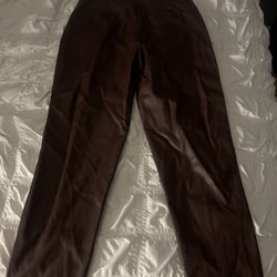 Pleather Brown Pants