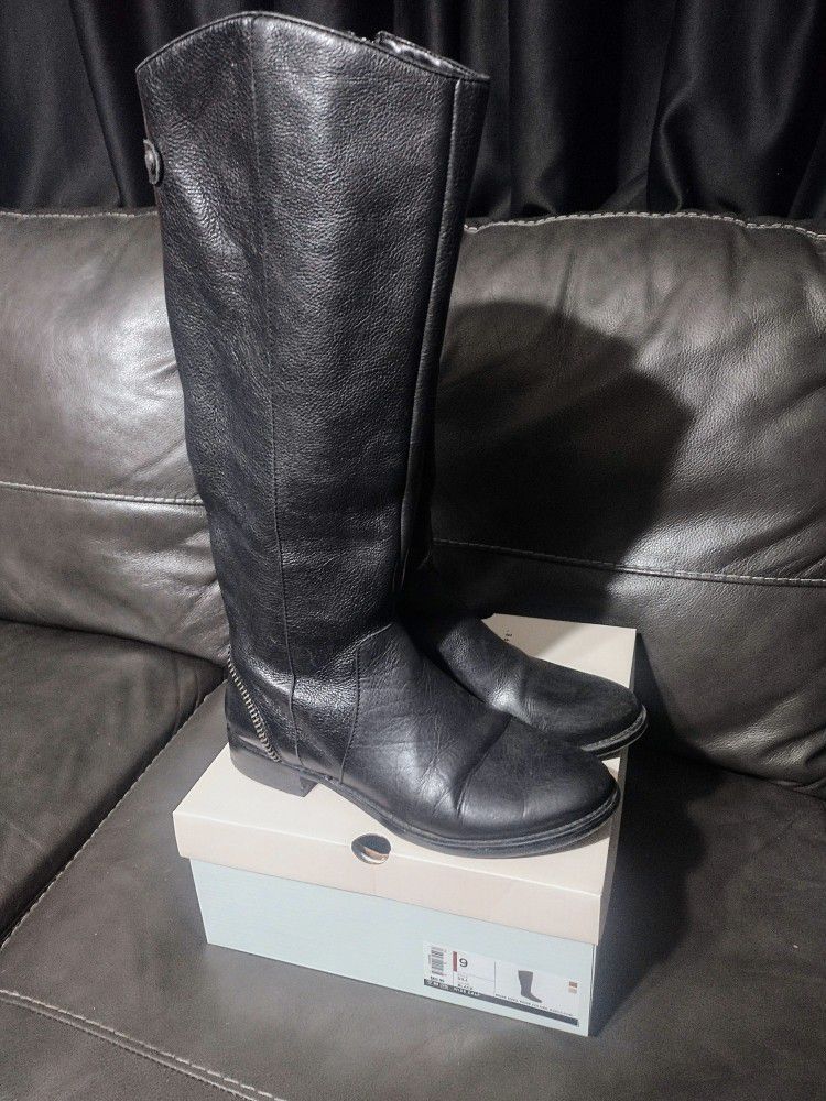 Arturo Chiang Black Leather Boots Woman's Size 9